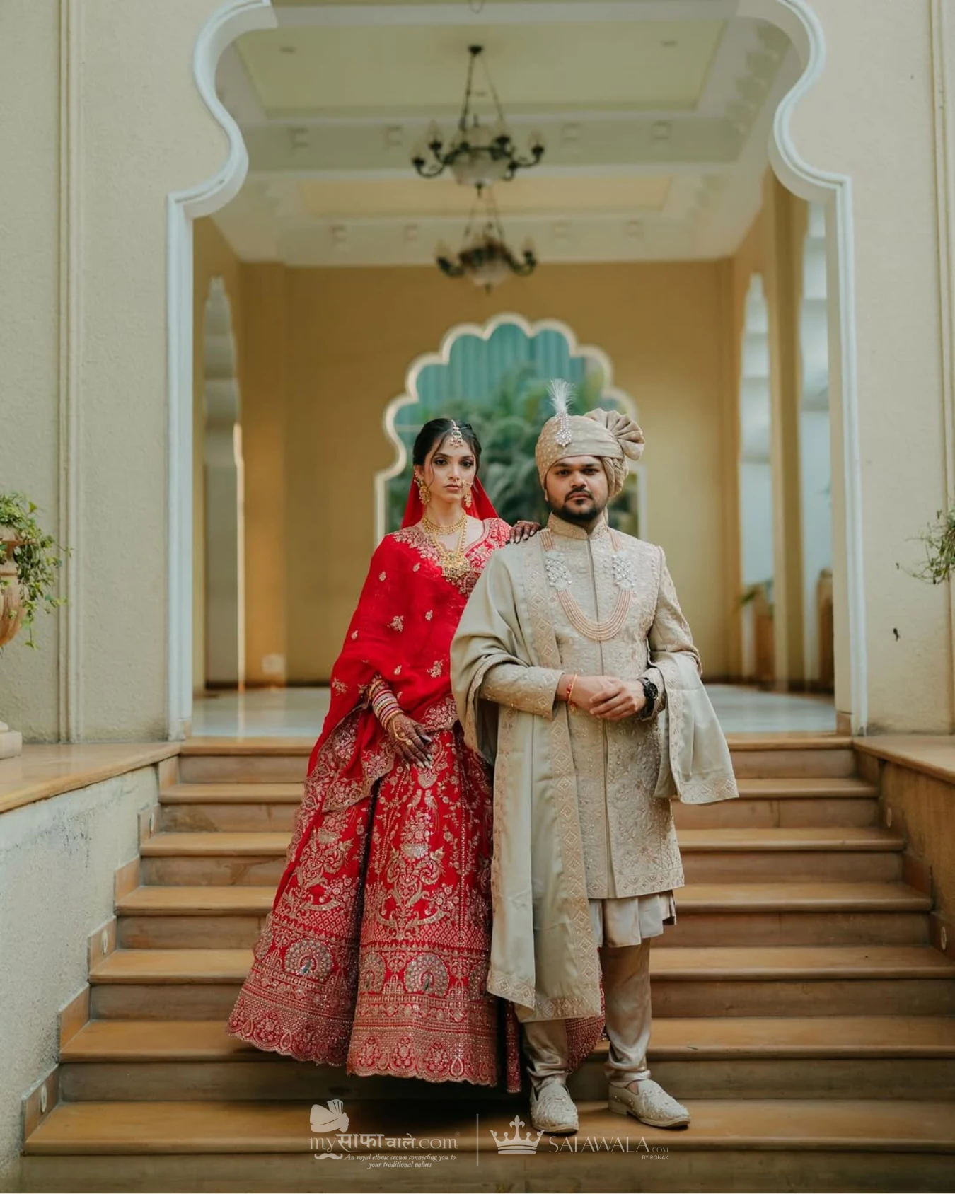 wedding safa wala in Bamburi – Coordinated ivory wedding pagdis for a formal celebration
